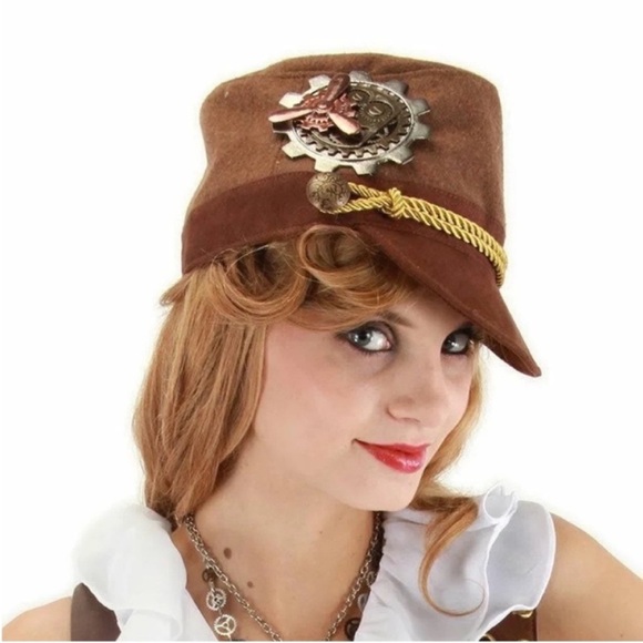 Elope Steamworks Steampunk Cadet Brown Hat Adult main image 7